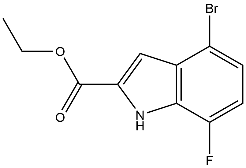 4-溴-7-氟-1H-吲哚-2-甲酸乙酯 结构式