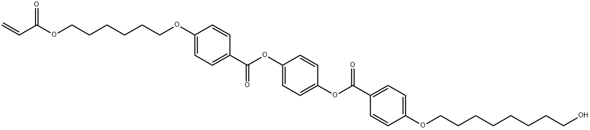 Benzoic acid, 4-[(8-hydroxyoctyl)oxy]-, 4-[[4-[[6-[(1-oxo-2-propen-1-yl)oxy]hexyl]oxy]benzoyl]oxy]phenyl ester 结构式