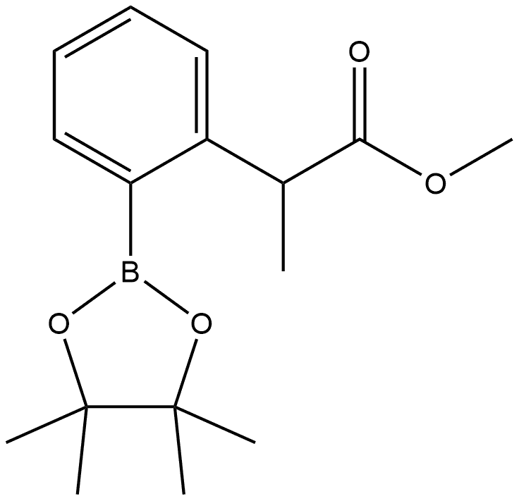 2-(2-(4,4,5,5-四甲基-1,3,2-二氧硼杂环戊烷-2-基)苯基)丙酸甲酯 结构式
