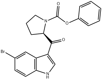 1-Pyrrolidinecarboxylic acid, 2-[(5-bromo-1H-indol-3-yl)carbonyl]-, phenyl ester, (2R)- 结构式