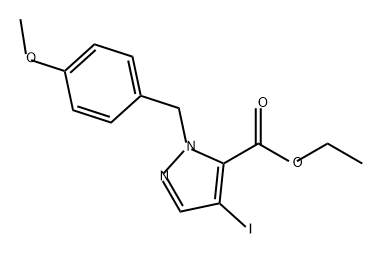 4-碘-1-(4-甲氧基苄基)-1H-吡唑-5-甲酸乙酯 结构式