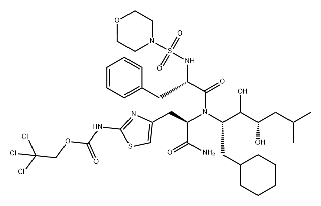 L-Alaninamide, N-(4-morpholinylsulfonyl)-L-phenylalanyl-N-[1-(cyclohexylmethyl)-2,3-dihydroxy-5-methylhexyl]-3-[2-[[(2,2,2-trichloroethoxy)carbonyl]amino]-4-thiazolyl]-, [1S-(1R*,2S*,3R*)]- (9CI) 结构式
