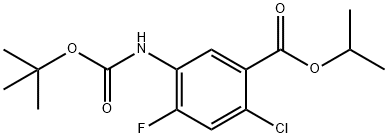 Benzoic acid, 2-?chloro-?5-?[[(1,?1-?dimethylethoxy)?carbonyl]?amino]?-?4-?fluoro-?, 1-?methylethyl ester 结构式