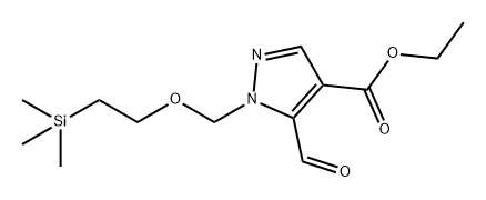 1H-Pyrazole-4-carboxylic acid, 5-formyl-1-[[2-(trimethylsilyl)ethoxy]methyl]-, ethyl ester 结构式