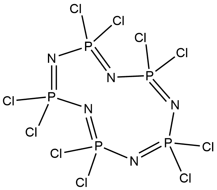 2λ5,4λ5,6λ5,8λ5,10λ5-1,3,5,7,9,2,4,6,8,10-Pentazapentaphosphecine, 2,2,4,4,6,6,8,8,10,10-decachloro- 结构式