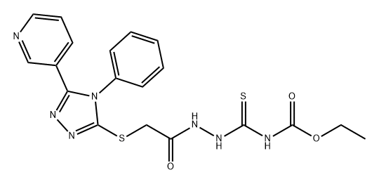 Acetic acid, 2-[[4-phenyl-5-(3-pyridinyl)-4H-1,2,4-triazol-3-yl]thio]-, 2-[[(ethoxycarbonyl)amino]thioxomethyl]hydrazide 结构式