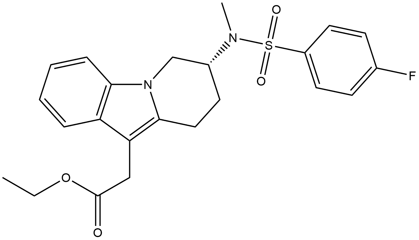 Pyrido[1,2-a]indole-10-acetic acid, 7-[[(4-fluorophenyl)sulfonyl]methylamino]-6,7,8,9-tetrahydro-, ethyl ester, (7R)- 结构式