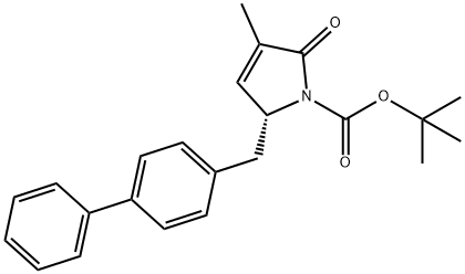 1H-Pyrrole-1-carboxylic acid, 5-([1,1'-biphenyl]-4-ylmethyl)-2,5-dihydro-3-methyl-2-oxo-, 1,1-dimethylethyl ester, (5R)- 结构式