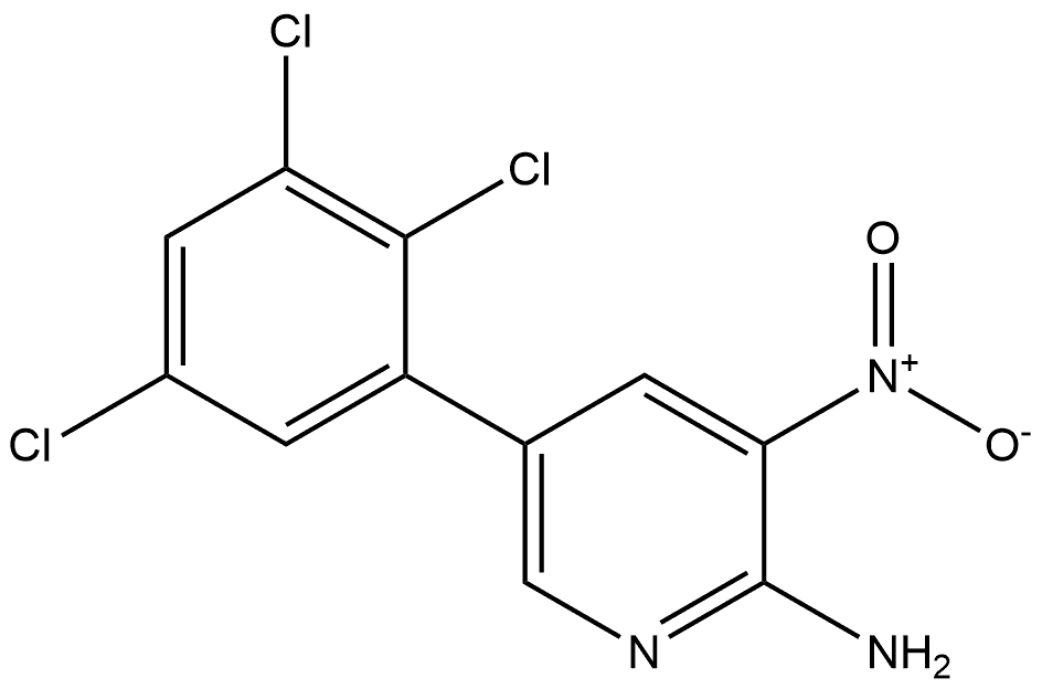 3-nitro-5-(2,3,5-trichlorophenyl)pyridin-2-amine 结构式