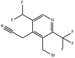 3-(Bromomethyl)-5-(difluoromethyl)-2-(trifluoromethyl)pyridine-4-acetonitrile 结构式