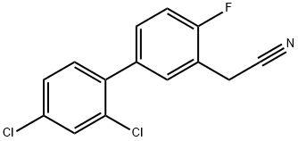 (2',4'-Dichloro-4-fluoro-biphenyl-3-yl)-acetonitrile 结构式