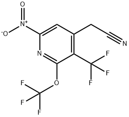 6-Nitro-2-(trifluoromethoxy)-3-(trifluoromethyl)pyridine-4-acetonitrile 结构式