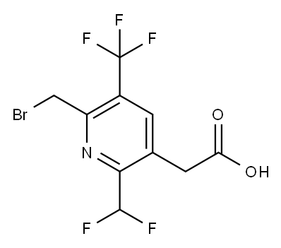 2-(Bromomethyl)-6-(difluoromethyl)-3-(trifluoromethyl)pyridine-5-acetic acid 结构式