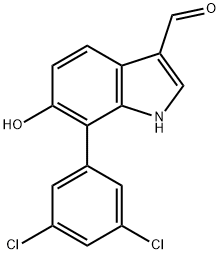 7-(3,5-Dichlorophenyl)-6-hydroxyindole-3-carboxaldehyde 结构式