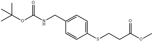 Propanoic acid, 3-[[4-[[[(1,1-dimethylethoxy)carbonyl]amino]methyl]phenyl]thio]-, methyl ester 结构式
