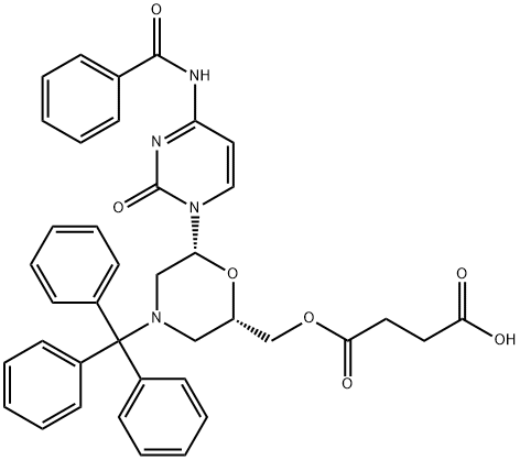 Butanedioic acid, 1-[[(2S,6R)-6-[4-(benzoylamino)-2-oxo-1(2H)-pyrimidinyl]-4-(triphenylmethyl)-2-morpholinyl]methyl] ester 结构式