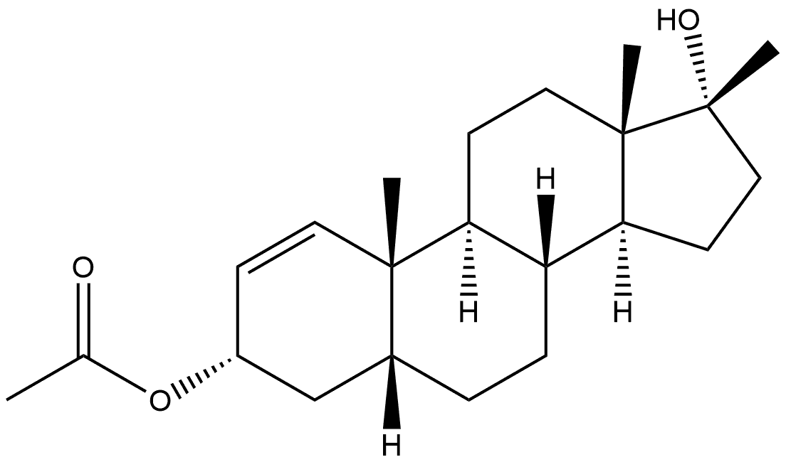 Androst-1-ene-3,17-diol, 17-methyl-, 3-acetate, (3α,5β,17α)- (9CI) 结构式