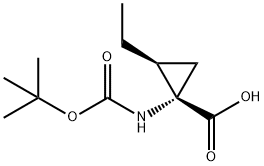 (1S,2S)-1-(叔丁氧羰基)氨基)-2-乙基环丙烷-1-羧酸 结构式