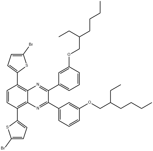 Quinoxaline, 5,8-bis(5-bromo-2-thienyl)-2,3-bis[3-[(2-ethylhexyl)oxy]phenyl]- 结构式