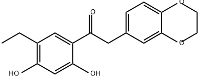 Ethanone, 2-(2,3-dihydro-1,4-benzodioxin-6-yl)-1-(5-ethyl-2,4-dihydroxyphenyl)- 结构式