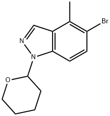 1H-Indazole, 5-bromo-4-methyl-1-(tetrahydro-2H-pyran-2-yl)- 结构式