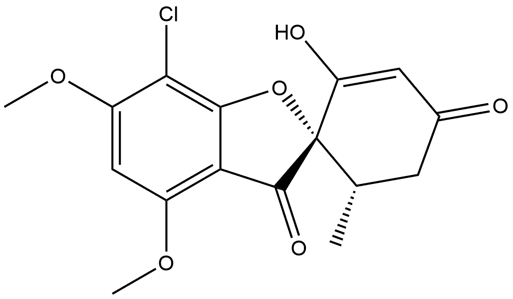 Spiro[benzofuran-2(3H),1'-[2]cyclohexene]-3,4'-dione, 7-chloro-2'-hydroxy-4,6-dimethoxy-6'-methyl-, (1'S,6'S)- 结构式