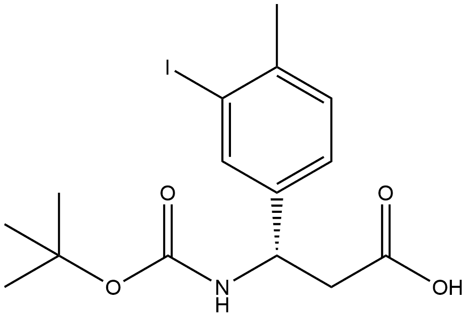 (3S)-3-{[(tert-butoxy)carbonyl]amino}-3-(3-iodo-4-methylphenyl)propanoic acid 结构式