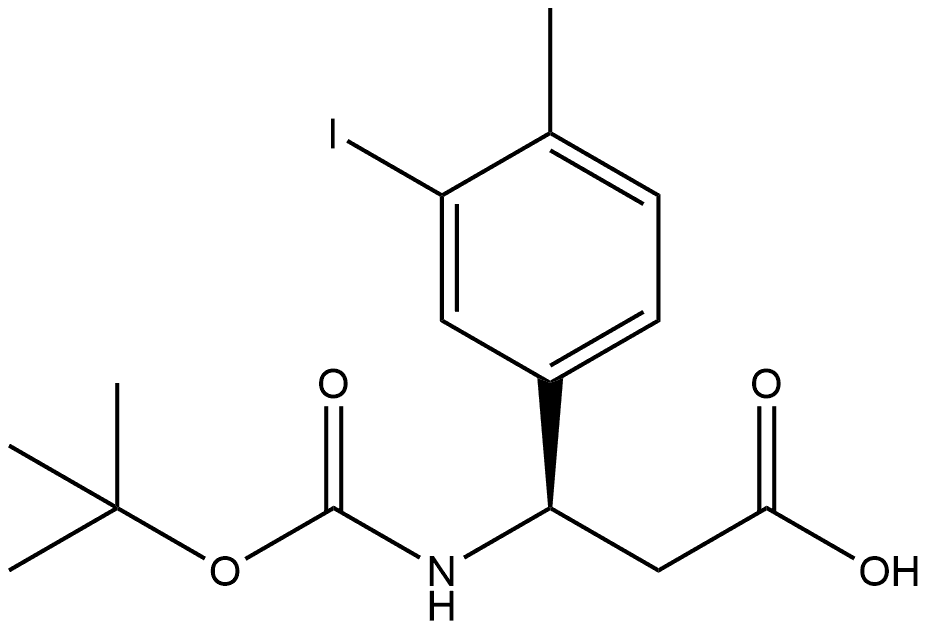 (3R)-3-{[(tert-butoxy)carbonyl]amino}-3-(3-iodo-4-methylphenyl)propanoic acid 结构式