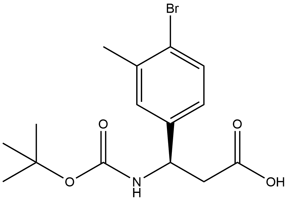 Benzenepropanoic acid, 4-bromo-β-[[(1,1-dimethylethoxy)carbonyl]amino]-3-methyl-, (βR)- 结构式