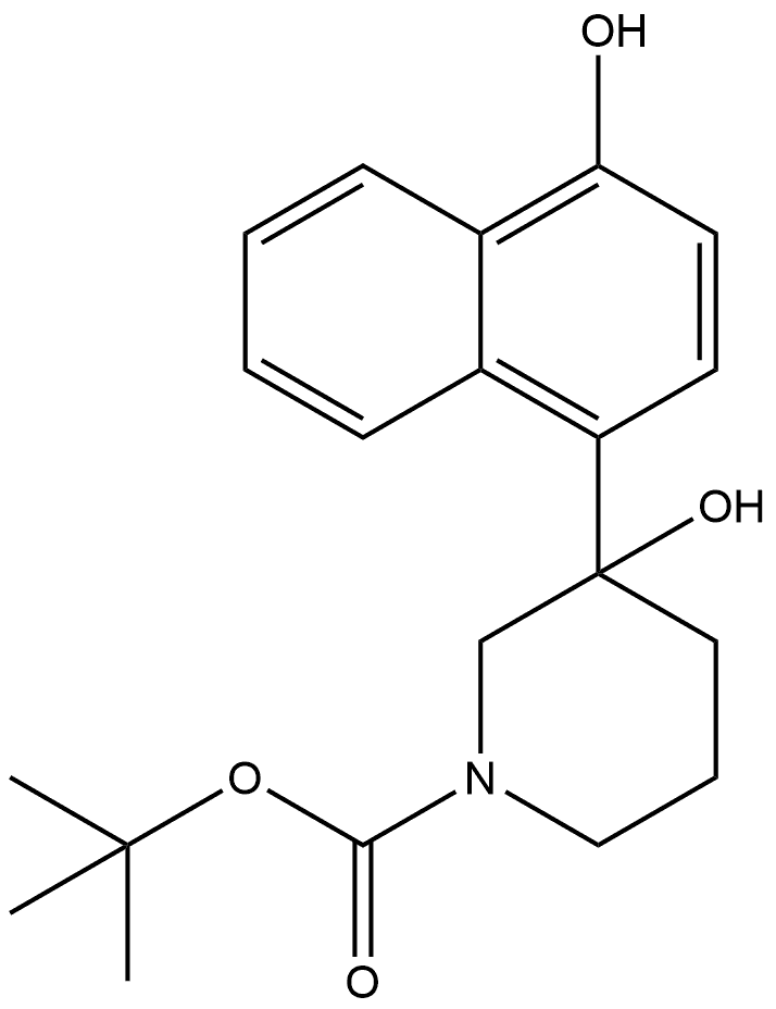 1,1-Dimethylethyl 3-hydroxy-3-(4-hydroxy-1-naphthalenyl)-1-piperidinecarboxylate 结构式