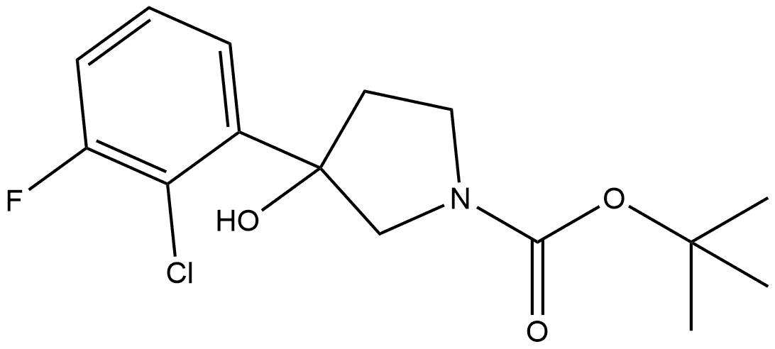 1,1-Dimethylethyl 3-(2-chloro-3-fluorophenyl)-3-hydroxy-1-pyrrolidinecarboxylate 结构式