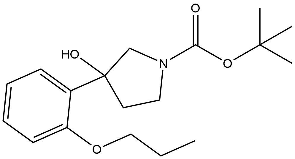 1,1-Dimethylethyl 3-hydroxy-3-(2-propoxyphenyl)-1-pyrrolidinecarboxylate 结构式