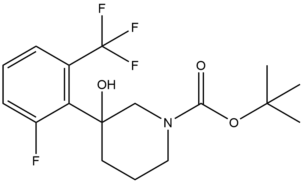 1,1-Dimethylethyl 3-[2-fluoro-6-(trifluoromethyl)phenyl]-3-hydroxy-1-piperidi... 结构式