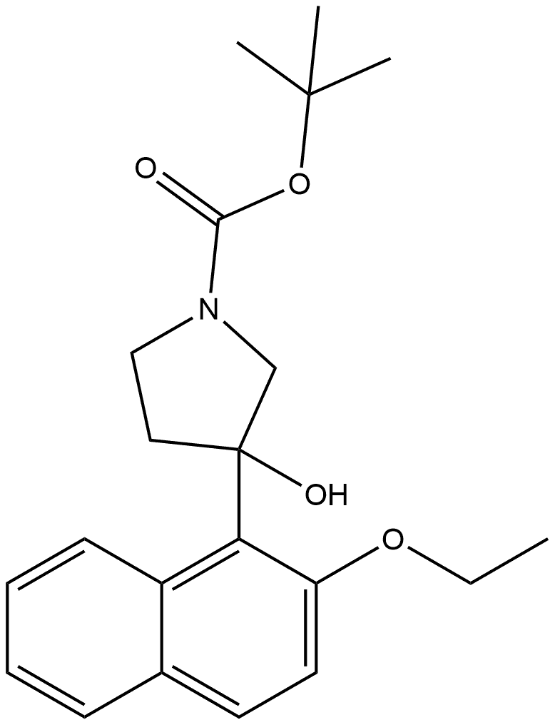 1,1-Dimethylethyl 3-(2-ethoxy-1-naphthalenyl)-3-hydroxy-1-pyrrolidinecarboxylate 结构式