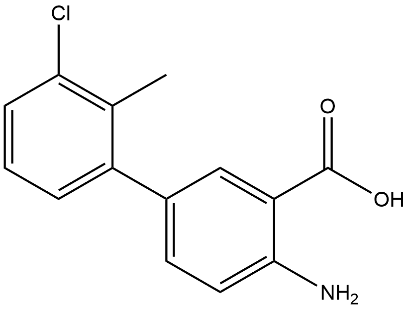2-氨基-5-(3-氯-2-甲基苯基)苯甲酸 结构式