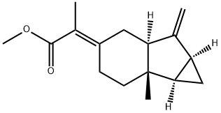 Methyl (2E)-2-[(1aR,1bS,5aS,6aS)-octahydro-1b-methyl-6-methylenecycloprop[a]inden-4(1H)-ylidene]propanoate 结构式