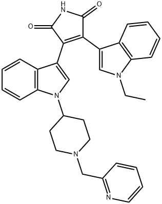 3-(1-Ethyl-1H-indol-3-yl)-4-[1-[1-(2-pyridinylmethyl)-4-piperidinyl]-1H-indol-3-yl]-1H-pyrrole-2,5-dione 结构式