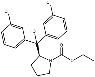 1-Pyrrolidinecarboxylic acid, 2-[bis(3-chlorophenyl)hydroxymethyl]-, ethyl ester, (2S)- 结构式