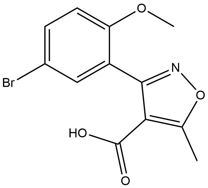 3-(5-溴-2-甲氧基苯基)-5-甲基异噁唑-4-甲酸 结构式
