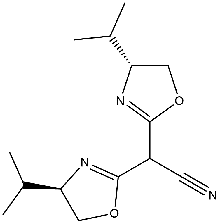 2,2-双((R)-4-异丙基-4,5-二氢噁唑-2-基)乙腈 结构式