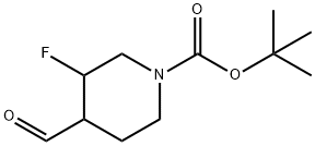 3-氟-4-甲酰基哌啶-1-甲酸叔丁酯 结构式