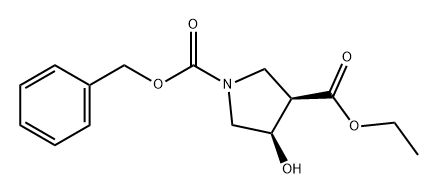 1-苄基3-乙基 (3R,4R)-4-羟基吡咯烷-1,3-二羧酸酯 结构式