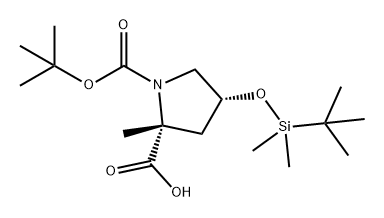 1,2-Pyrrolidinedicarboxylic acid, 4-[[(1,1-dimethylethyl)dimethylsilyl]oxy]-2-methyl-, 1-(1,1-dimethylethyl) ester, (2R,4R)- 结构式
