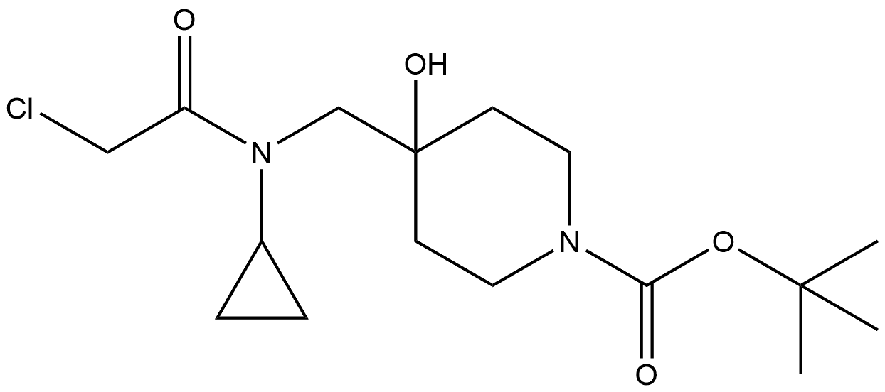 1-Piperidinecarboxylic acid, 4-[[(2-chloroacetyl)cyclopropylamino]methyl]-4-hydroxy-, 1,1-dimethylethyl ester 结构式