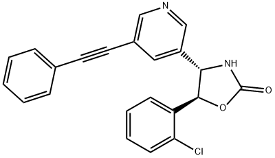 (4S,5S)-5-(2-Chlorophenyl)-4-[5-(2-phenylethynyl)-3-pyridinyl]-2-oxazolidinone 结构式