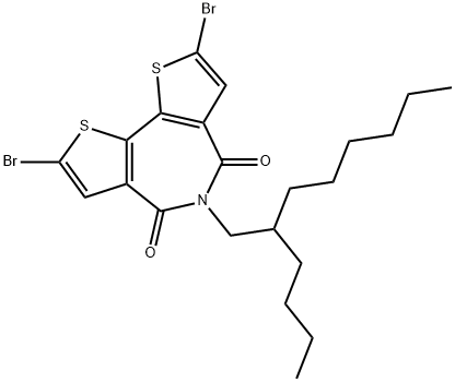 BTI34; 4H-DITHIENO[3,2-C:2',3'-E]AZEPINE-4,6(5H)-DIONE, 2,8-DIBROMO-5-(2-BUTYLOCTYL)- 结构式