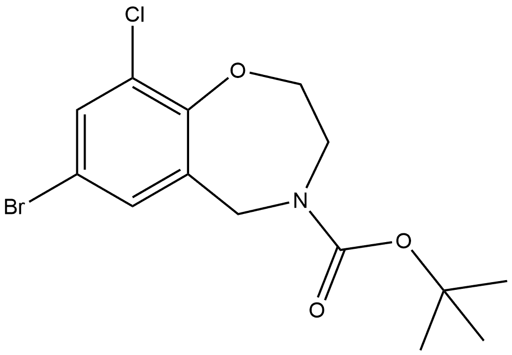 4-BOC-7-溴-9-氯-2,3,4,5-四氢苯并[F][1,4]氧氮杂环庚烷 结构式