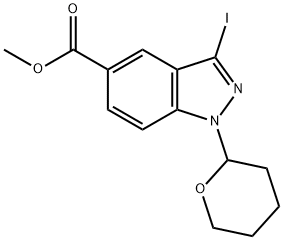 1H-?吲唑-?5-?羧酸,3-?碘-?1-?(四氢-?2H-?吡喃-?2-?YL)?-?, 甲基酯 结构式