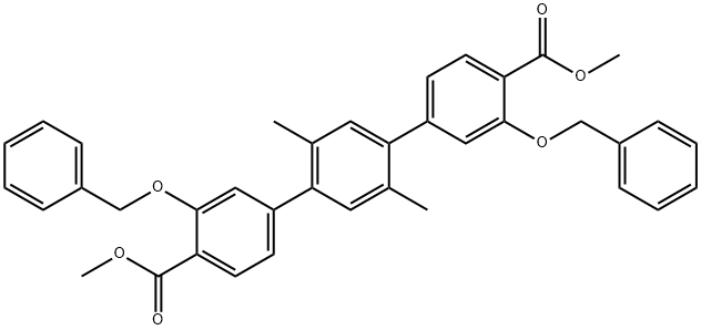 [1,1':4',1''-Terphenyl]-4,4''-dicarboxylic acid, 2',5'-dimethyl-3,3''-bis(phenylmethoxy)-, 4,4''-dimethyl ester 结构式