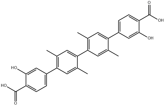 3,3'''-二羟基-2',2'',5',5''-四甲基-[1,1':4',1'':4'',1'''-四联苯]-4,4'''-二羧酸 结构式